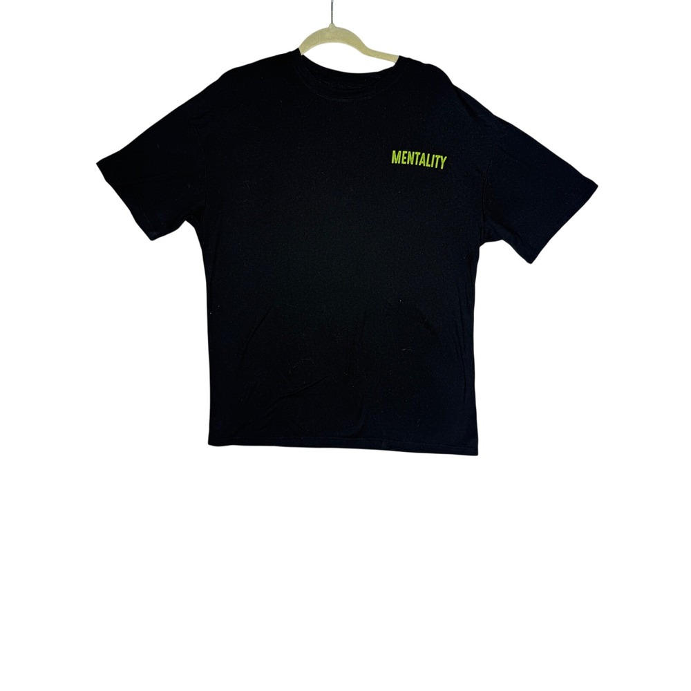 Mentality God Bless The Hustle Graphic‎ Black Neon Green Mens Streetwear T Shirt